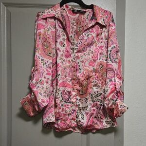 Zara Pink Paisley Blouse